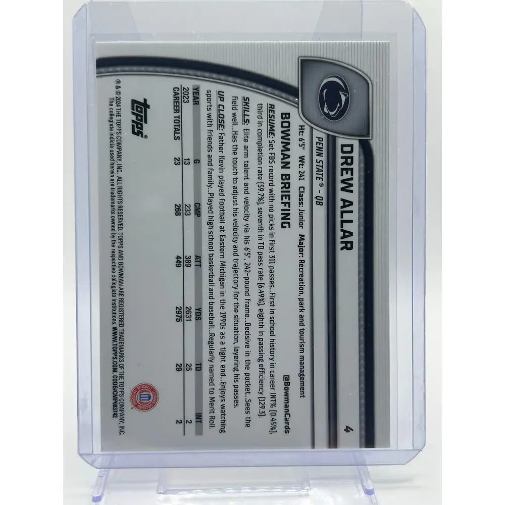 2024 Bowman University Chrome Drew Allar Silver X-Fractor Penn State Steelers